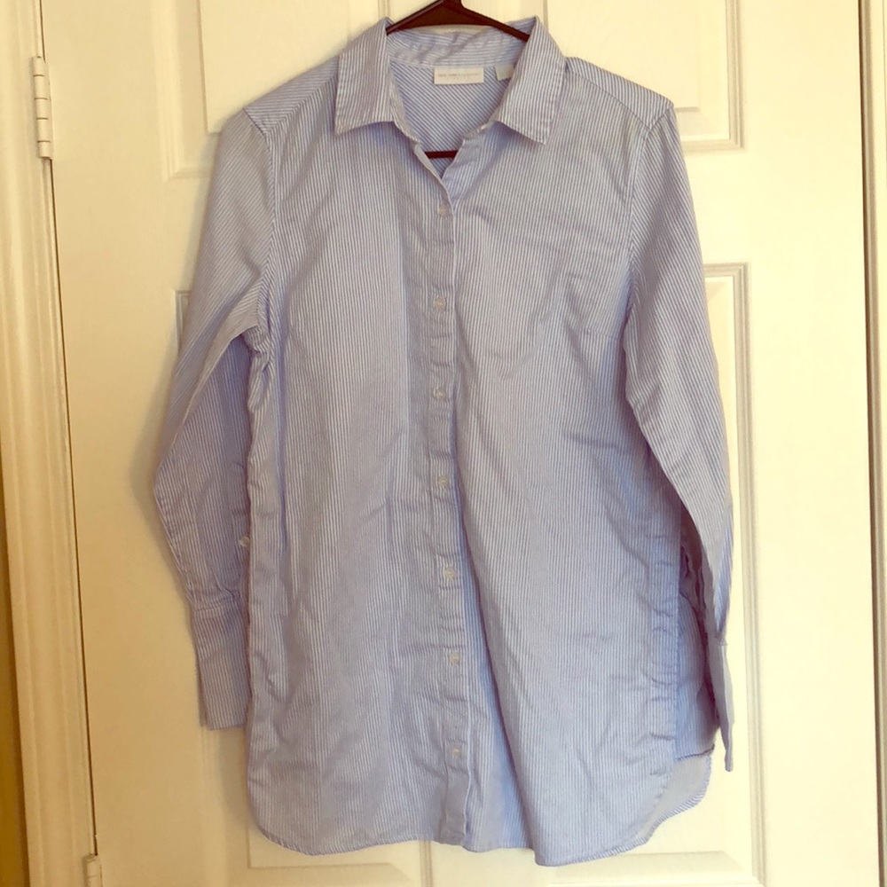 Blue pinstripe long button down
